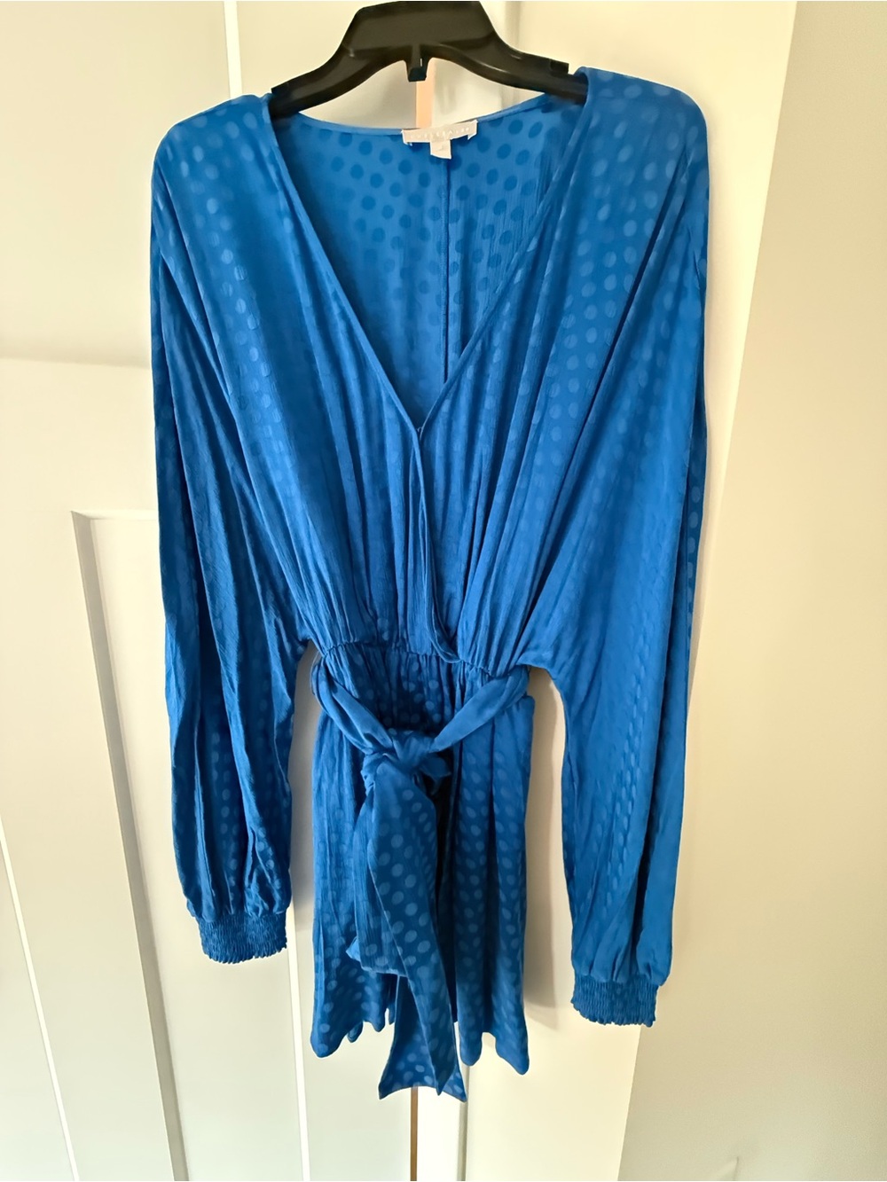 Chelsea28 Royal Blue Long-Sleeve V-Neck Tie-Waist Romper